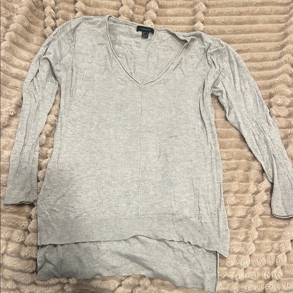 Primark Atmosphere Gray V-Neck Sweater Long Sleeve Lightweight Top - Picture 1 of 4